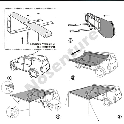 Awning Mounting Brackets Roof Rack Off Road Snap Fixed Car Luggage Cross Bar Tent Holder Car Side Canopy Awning Sunshade [CAR]