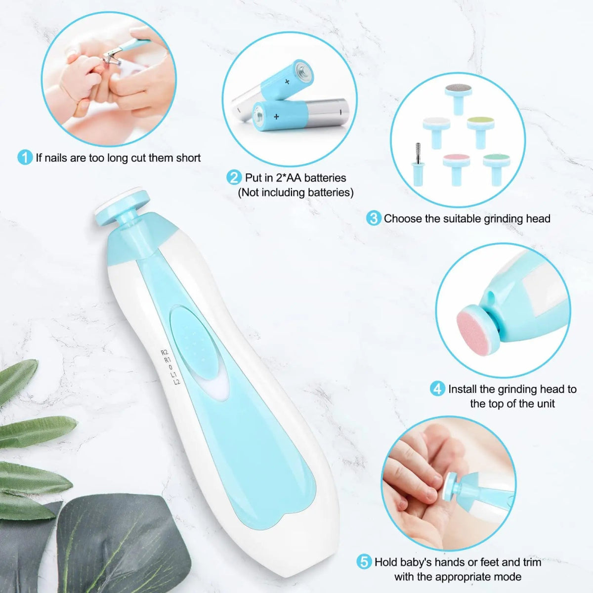 Baby Electric Nail Trimmer Kid Nail Polisher Tool Baby Care Multifunctional Fingernail Cutter Trimmer Infant Manicure Set [BEU]