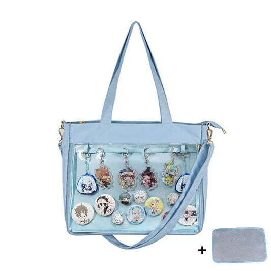 Big Ita Bag Red with Insert Japanese Cute Clear Women Double Straps Girls Kawaii Transparent Shoulder Lolita Blue ItaBag H234 [LOL]