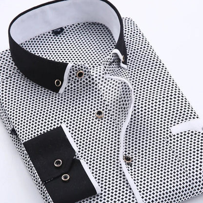 Big Size 4XL Men Dress Shirt 2023 New Arrival Long Sleeve Slim Fit Button Down Collar High-Quality Printed Business Shirts  [MEN]