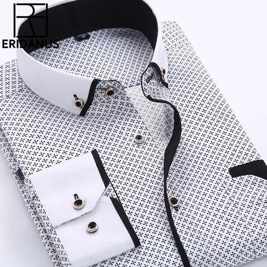 Big Size 4XL Men Dress Shirt 2023 New Arrival Long Sleeve Slim Fit Button Down Collar High-Quality Printed Business Shirts  [MEN]