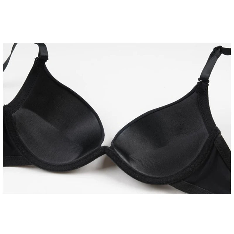 Black White Color Small Bust Sexy Deep V Cup Bra For Women Push Up Lingerie Seamless Bralette Deep U Plunge Intimates Brassiere [GRM] [UND]