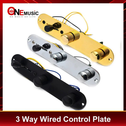 Black/Gold/Chrome 3 Way Wired Loaded Prewired Control Plate Harness Switch Knobs for TL Style Electric Guitar Parts [SPT]