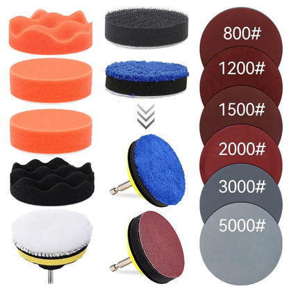 Car Detailing Polishing Sponge For Auto Headlight Restoration Kit With Buffing Pad Sanding Disc Waxing Sponge M10 Drill Adapter [CAR] [DTL]