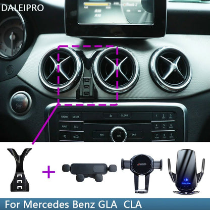 Car Phone Holder For Mercedes Benz GLA X156 2015-2019 CLA 2013-2019 C177 Wireless Charging Stand Mobile Gravity Linkage Base [CAR]