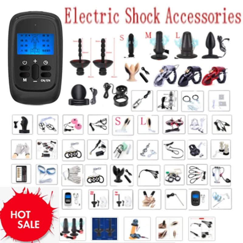 Charging Electric Shock Host Electrical stimulation Anal Plug Peni Ring Urethra Plug Nipple Clips Vaginas Masturbation Sex Toys [ADL]
