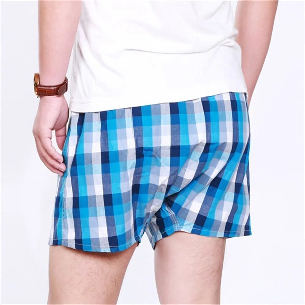 Classic Plaid Men's Boxers Cotton Mens Underwear Trunks Woven Homme Arrow Panties Boxer with Elastic Waistband Shorts Loose men [GRM] [UND]